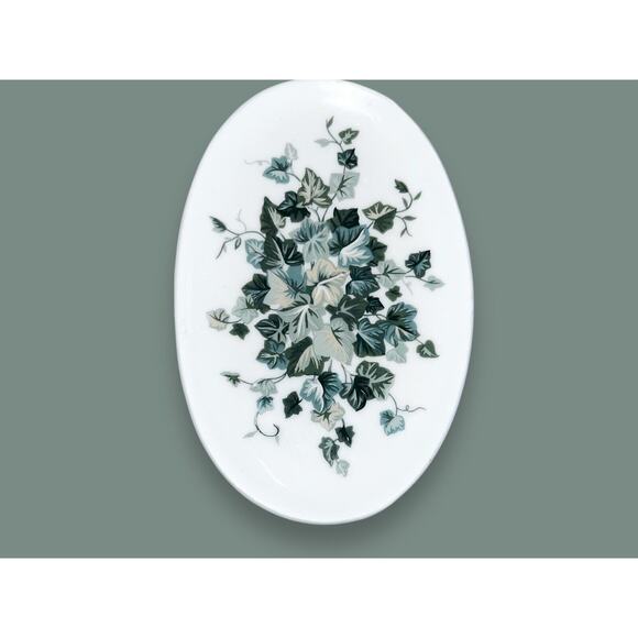 Ivy Arbor Vintage Andre Richard Bar Soap Dish Holder White Green Ivy Porcelain - Picture 4 of 6